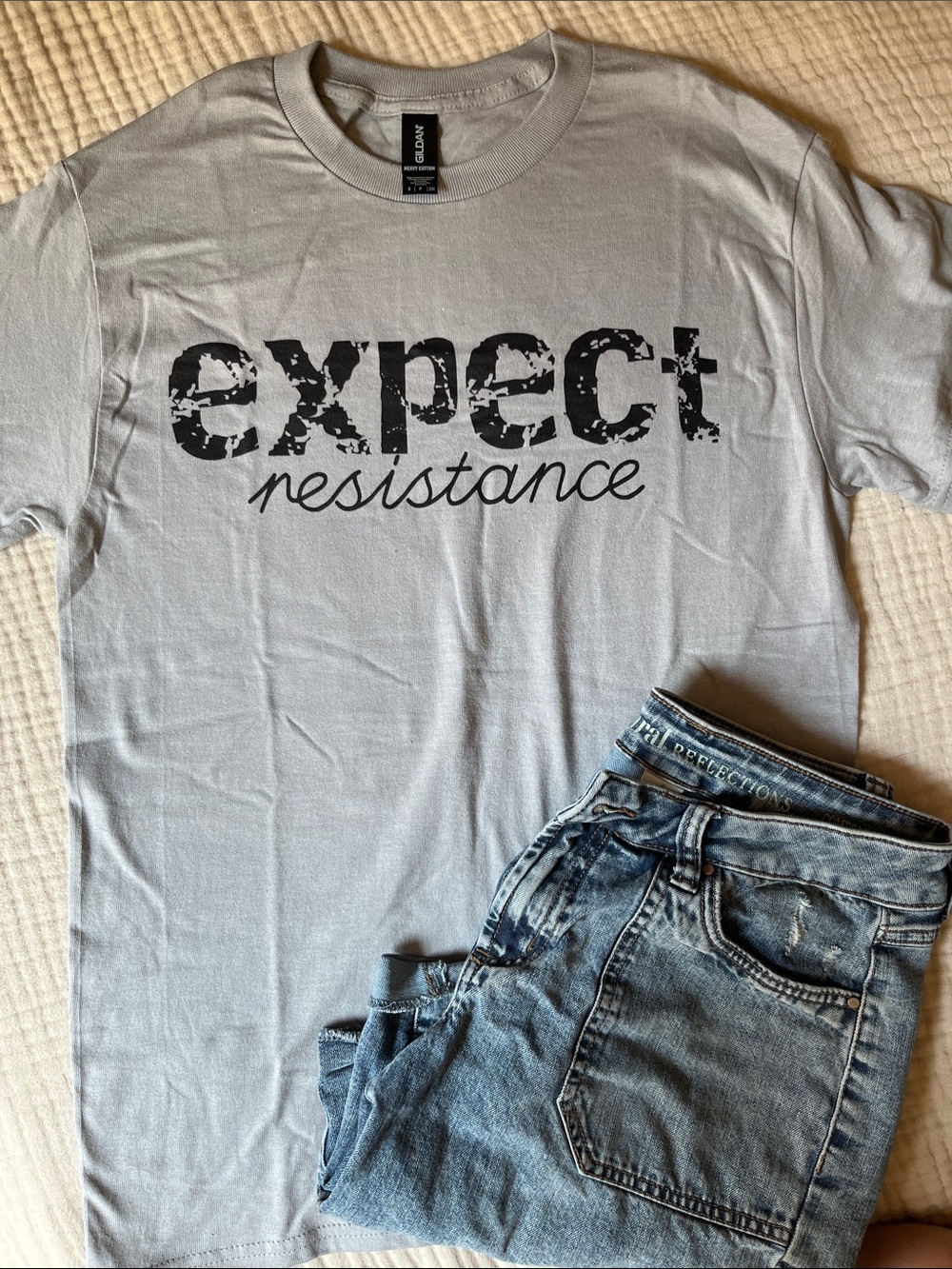 Gildan Light Gray "expect resistance" Graphic Tee